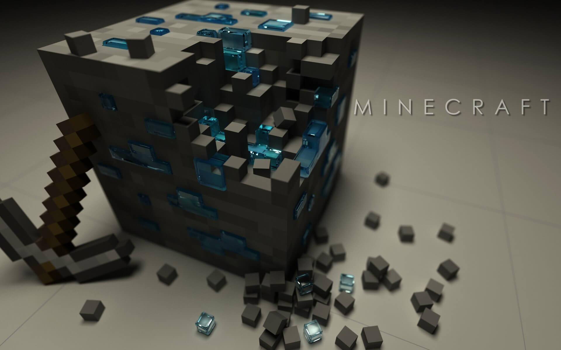Minecraft Grey Blue Block Hd Wallpaper Gamephd